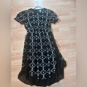 CeCe Black Puff Sleeve‎ Fit and Flare Midi Dress Size 10